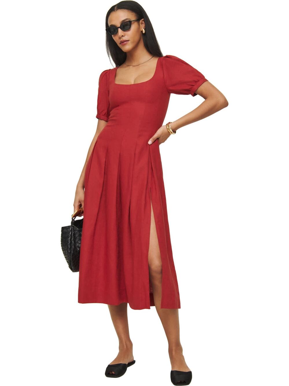 SZ 6 Reformation Coucou Linen Dress Sundried Tomato NWT